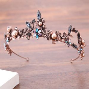 Tiaras e coroas de noiva de cristal de ouro vintage 5 31 cm barroco coreano princesa aniversário joias casamento enfeites de cabeça feminino strass C273B