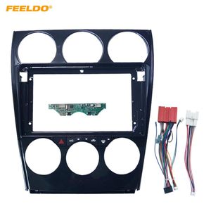 Feeldo Car Audio 2Din Fascia Frame Adapter med AC Panel Power Cable Canbus för Mazda 6 Big Screen DVD Fitting Dash Trim Kit #64308T