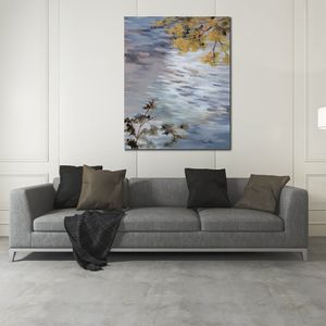 Modern Abstract Canvas Art Ripples and Branches Handmade Oil Painting Contemporary Wall Decor