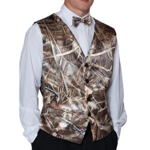 Camo Men Vests для свадебного жениха носить камуфляж Slim Fit Plus Size Amen одежда в тарелках226U