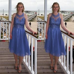 2021 Klejnotowa sukienka Homecoming z aplikacjami Długość kolan szata de soiree