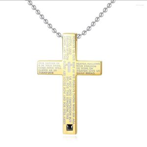 Pendant Necklaces Arrival Bible Cross Necklace For Men Women Stainless Steel & CZ Male Letters 1377