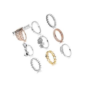 FAHMI 100 % Silber Schleifenring Gänseblümchen Charm Herzförmiger Ring 18 Karat Gold Biene Original Hive Hohler geometrischer Zirkon Roségold Ring290 Karat