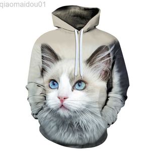 Erkek Hoodies Sweatshirts Erkekler/Kadınlar 3d büyük boy moda ceket üstleri kawaii kedi baskılı hoodie bahar sonbahar sıcak sweatshirt kazak harajuku sokak giysimi l230721