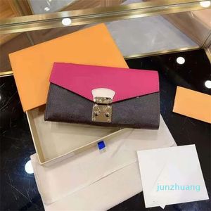 Designer -Luxury high-end classic letter pattern wallet with frame ladies leather rectangular flip wallet clutch
