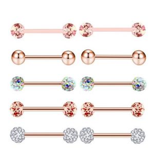 10pcs set Gold Rose Tongue Rings Stainless Steel Acrylic Earrings Barbells Body Tragus Piercing Jewelry Nipple Ring279u