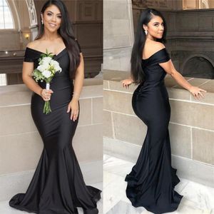 Yeni Siyah Denizkızı Nedime Elbiseleri 2019 Kapalı Omuz Dürüklü Fermuarı Arka Uzun Honor Of Honor Prom Dress310i