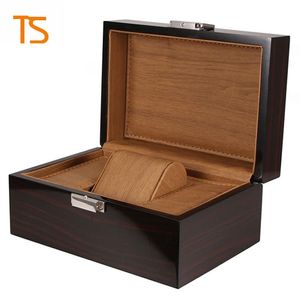 Высококачественные бренды деревянные часы Box Black Watch Boxes Подарочная коробка логотип Crown Wood Box с брошюрами Glitter LSL0130254H