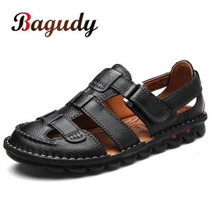 Qualidade clássica de verão Alto Cai -vaca sandálias artesanais e confortáveis sapatos de couro de praia masculinos 48 230720 46653