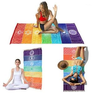 NOVITÀ Sciarpa a strisce arcobaleno Bohemia Wall Hanging India Mandala Coperta 7 Chakra Arazzo colorato Summer Boho Beach Towel Yoga Mat12778