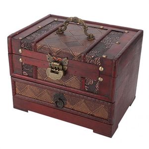 Multi-Layer Jewelry Storage Box Dammsäker trähalsbandörhängen Lagring Container Box Jewely Holder Decoration Organizer MX20260G