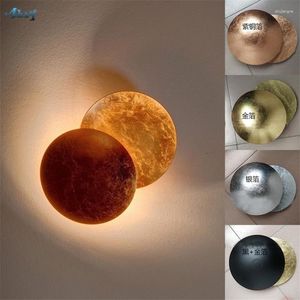 Duvar lambası İtalyan Tasarım Eclipse Lambalar Yatak Odası Oturma Odası Sconce Işıkları El Yapımı Altın Folyo Modern Ev Deco Koridoru Armatürleri