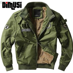 Herrjackor dimusi vinterbomberjackor mens armé militär ytterkläder jacka manlig fleece tjock varm bomullsflygvapen ett rockar 4xl ya151 l230721