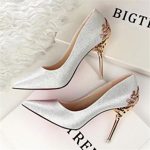Modest Luxurious Brand Wedding Shoes Glitter Sequins Formal Party Sparkling Single Diamond Bridal High Heel Spring Newest Bridal S305U