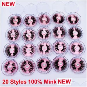 Falska ögonfransar 3D Mink 25mm Eye Lashes Makeup 100% 20 Styles Handgjorda naturliga dramatiska Volumn Tjock 5D Long Drop Delivery Health Be Dhjqn