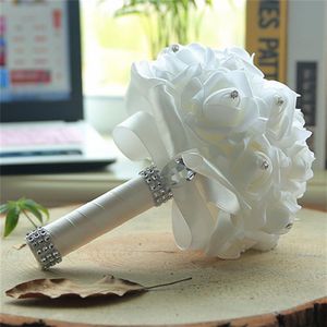Białe ślubne bukiet ślub kolorowe akcesoria ślubne dekoracja sztuczna druhna kwiat Perły Perły Koraliki panny młodej trzymające Flowe282Q