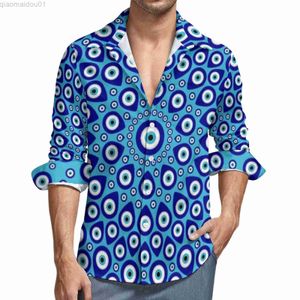 Men's Casual Shirts Evil Eye Nazar Casual Shirts Male Greek Amulet Print Shirt Long Sleeve Fashion Stylish Blouses Autumn Design Clothing Plus Size L230721