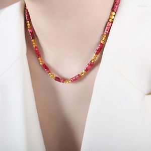 Choker Allme Charms żółty czerwony zielony kolor Naturalny kamień z koralikami naszyjniki dla kobiet 18K złoty PVD Plane stalowe pasmo tytanowe