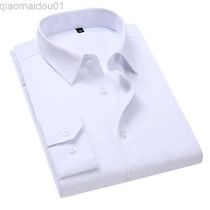 Męskie koszule plus rozmiar 8xl 7xl 6xl 5xl 4xl męskie biznesowe koszulę długie rękawy stałe kolor biały bawełniany sukienki towarzyskie koszule L230721