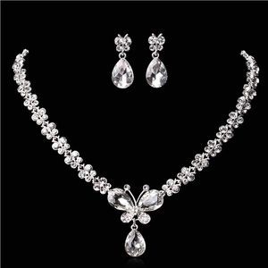 Wedding Jewelry Shining New Cheap 2 Sets Rhinestone Bridal Jewelery Accessories Crystals Necklace and Earrings for Prom Pageant Pa277j