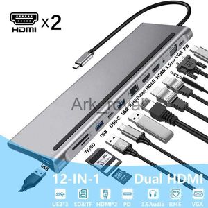Expansion Boards Accessories USB C Dock Dual HDMIcompatible VGA USB Hub Adapter Type C Laptop Docking Station For HP Elitebook Dell XPS Lenovo ThinkPad As J230721