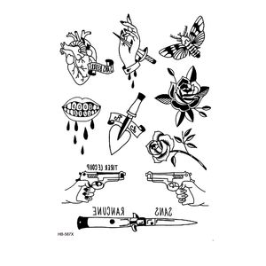 Rose Flower Waterproof Temporary Tattoo sticker Dagger body art tatoo sleeve men Glitter tattoos Men tatuajes temporales