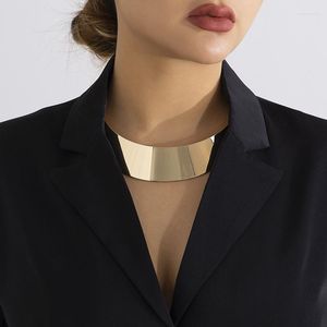 Girocollo Ourfuno Collana di coppie di metallo grosso esagerata per donne ragazze Punk oro argento colore catena larga liscia corta