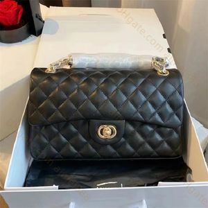 Premium goat skin caviar leather, Designer luxury Handbag Classic flip bag, Women's brand bag, multi-color leather banquet bags 25cm