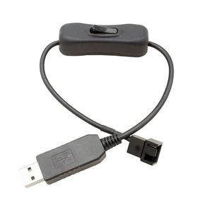 Cabo adaptador de energia USB para ventilador de 3 pinos / 4 pinos com chave liga/desliga entrada 5V para saída 12V cabo conector para chassi de computador gabinete para PC ventilador de resfriamento