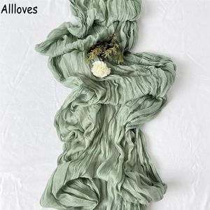 Retro Boho Ülke Düğün Süslemeleri Yarı Nefesli Gazlı Gezin Masa Koşucu Sage Cheesecloth Yemek Ayar Vintage Nuptial Party Christm251b