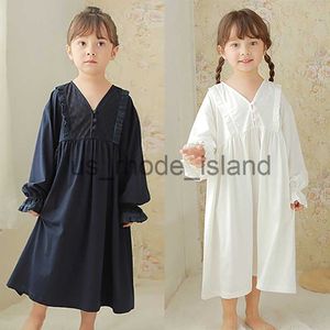 Pijamalar Bahar Çocuklar Kız Gevşek Elbise Prenses Sleepwear Sleepshirts Vintage V Nightgowngown.Victorian Çocuk Pijama Nightdress 11t X0721