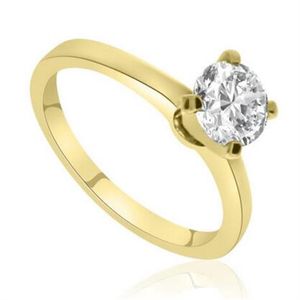 1 00 CT Round CUT D SI1 Simulation Diamond SOLITAIRE ENGAGEMENT RING 14K YELLOW GOLD NEW310W