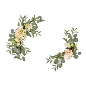 Fiori decorativi 2x Arco di nozze Fatto a mano Fiore artificiale Swag per composizioni di rose bordeaux fai-da-te Sfondo di ricevimento Cerimonia domestica