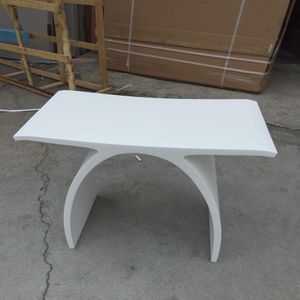 New Matte Modern Curved Design Bathroom Seat Shower Enclosure Stool Matt White Acrylic Solid Surface Sauna Chairs WD1111285E