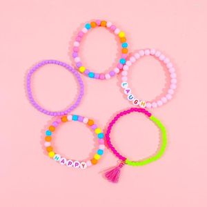 Strand Makersland Children's Acrylic Bead Armband Solid Color Plasty Pärlor Alfabet Handsträng