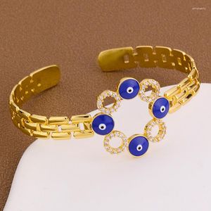 Bangle Fashion Personalized Medieval Turkish Evil Blue Eye Cuff For Women Luxury Vintage Brand Designer Hand Jewelry Decoration