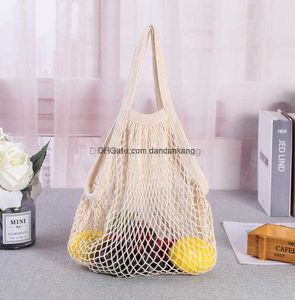 Ecofriendly mesh dilly bag Reusable cotton String Shopping storage Bag Shopper Tote Mesh Net pouch fruits pocket outdoor Portable Bag