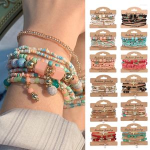 Strand 8pcs/set bohem el yapımı boncuklar için set kadınlar için yaz renkli boncuklu zincir bileklik kızlar boho mücevher aksesuarları