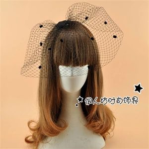 黒いレトロオードリーヘプバーンブライダルヘアアクセサリーバードケージかわいい結婚式のパーティーベールドットブライダルアクセサリーWhole275g