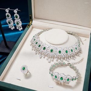 Halskette Ohrringe Set INJEWELIFE Luxus Halsband Sets Für Frauen Zirkonia Braut DuBai Verlobung Party Hochzeit Zubehör