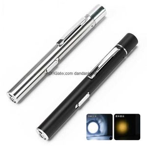 Pióro pielęgniarskie Light Doctor Portable Mini Latarka LED Medical Penlight Aluminium Aluminium Stopy biały i żółte podwójne światła źródło Lampa Lampa do ładowania USB Lampa