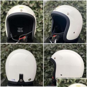 Motorcycle Helmets 2022 Japanese Style 3/4 Fiberglass Open Face Cafe Racer Helmet 500Tx Scooter Bike Casco Moto Lightweight Retro Fo Dhcer