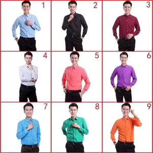Brand New Cotton Long Sleeve Groom Shirt Men Small pointed collar fold Formal Occasions Dress Shirts NO062410