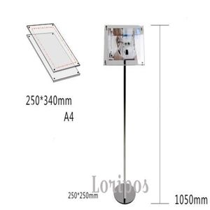 Supporto per cartello con piedistallo regolabile A4 Supporto per cartello in acrilico con cartello in acrilico Cornici per display Segnaletica pubblicitaria Supporto da pavimento Rack270n