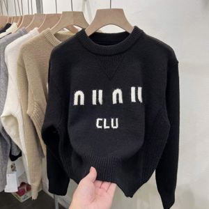 Crew Neck Pullover Sweater Women Autumn and Winter Lazy New Fashion Trend Letter Short Hoodie tröja Knit Retro Bottom Shirt Top