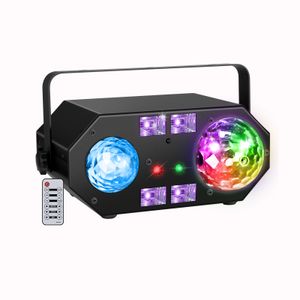 5 في 1 أضواء المرحلة مع ضوء الليزر RGBW Waterwave Remote DMX Control DJ Lighting for Disco Platies Club Wedding Halloween