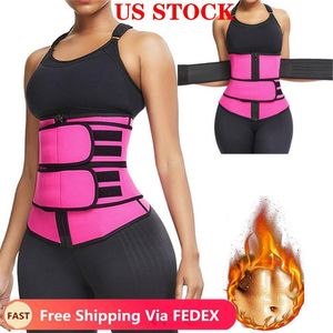 US Stock Waist Trainer Reducing Shapers Slimming Trimmer Belt Body Shaper Neoprene Tummy Shapewear Steel Bones Woman Cincher Cors352G