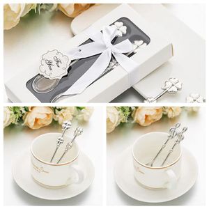 100 Pezzi / lot50 Scatole Bomboniere nuziali uniche di Silver Music Note Spoon Regali di nozze per Love coffee Party gift277t