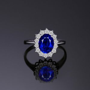 Blue Sapphire Engagement 925 Sterling Silver Ring Wedding jewelry desinger rings262I