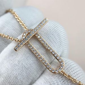 Halsband designer smycken lyxig bröllop gåva platina rosguld halsband för kvinnor clearance långkedja hel halsband bulk196t